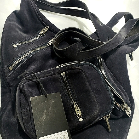 Alexander Wang Eniko Gunny Sack in Navy Suede. - Picture 6 of 8